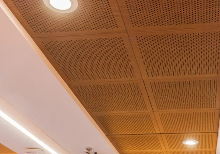 Wood acoustic panel wall installation Dubai